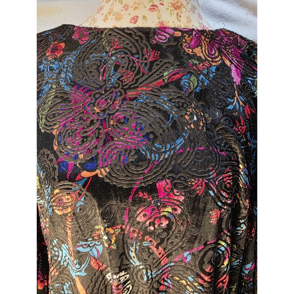 ECI Mini Dress Rainbow Burnout Velvet Bell Sleeves Whimsigoth Dark Fairy Grunge - Picture 2 of 7